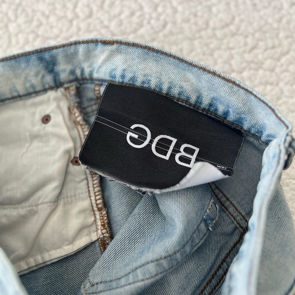 BDG Light Blue Jean Shorts Distressed Raw Hem High-Waisted - Picture 4 of 7